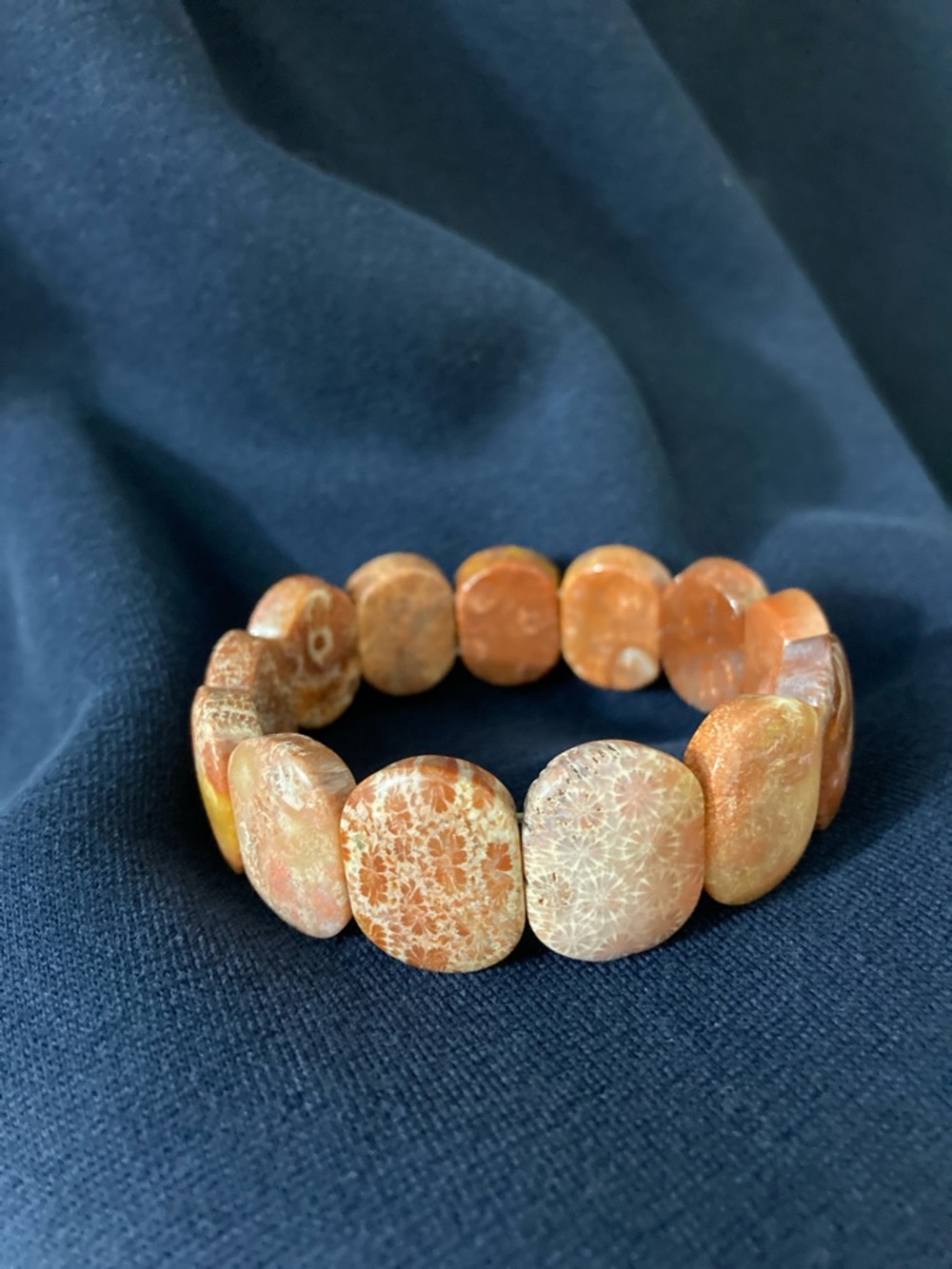 Handmade Orange Coral Stretch Bracelet for Women